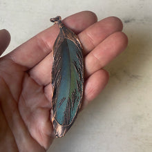 Load image into Gallery viewer, Electroformed Blue & Green Macaw Feather Necklace - Ready to Ship