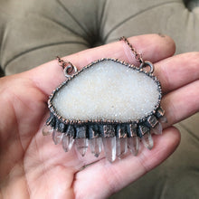 Load image into Gallery viewer, Druzy & Raw Clear Quartz Statement Necklace #1 - Ready to Ship