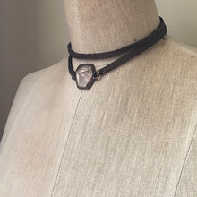 Load image into Gallery viewer, Clear Quartz Hexagon and Leather Wrap Bracelet/Choker