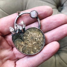 Load image into Gallery viewer, Golden Ammonite, Clear Quartz and Rainbow Moonstone Necklace #2A - Ready to Ship