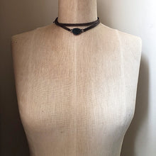 Load image into Gallery viewer, Charcoal Druzy and Leather Wrap Bracelet/Choker #2 - Ready to Ship