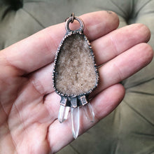 Load image into Gallery viewer, Druzy & Raw Clear Quartz Statement Necklace #3 - Ready to Ship