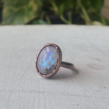 Load image into Gallery viewer, Rainbow Moonstone Ring - Oval #1 (Size 4.25) - Ready to Ship