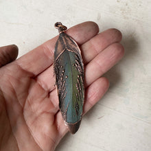 Load image into Gallery viewer, Electroformed Blue & Green Macaw Feather Necklace #2 - Ready to Ship