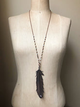 Load image into Gallery viewer, Electroformed Feather and Rainbow Moonstone Necklace - Ready to Ship