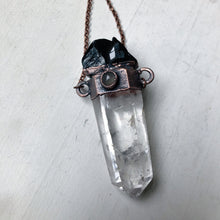 Load image into Gallery viewer, Polished Clear Quartz Point with Black Tourmaline & Grey Moonstone Necklace