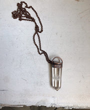 Load image into Gallery viewer, Polished Clear Quartz Point & Golden Rutilated Quartz Topped Necklace #2 (Icarus Soaring)