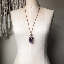 Load image into Gallery viewer, Amethyst Polished Point & Rainbow Moonstone Candelabra Necklace - Tell Tale Heart Collection