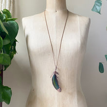 Load image into Gallery viewer, Electroformed Blue & Green Macaw Feather Necklace - Ready to Ship