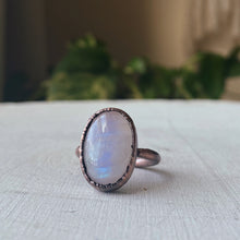 Load image into Gallery viewer, Rainbow Moonstone Ring - Oval #4 (Size 6.25) - Ready to Ship