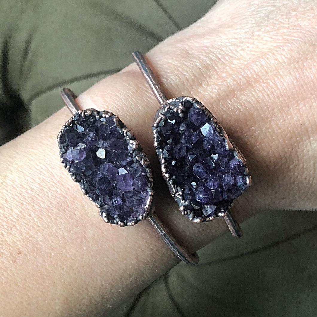 Amethyst Cluster Cuff Bracelet - Snow Moon Collection