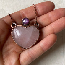 Load image into Gallery viewer, Rose Quartz Heart & Pink Sapphire Necklace