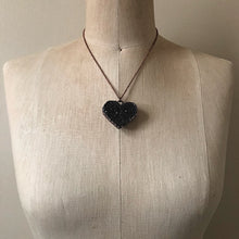 Load image into Gallery viewer, Dark Amethyst Druzy Heart Necklace (Super Blood Wolf Moon Collection)