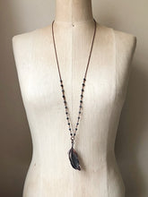 Load image into Gallery viewer, Electroformed Dark Gray Feather Necklace - Ready to Ship