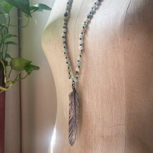 Load image into Gallery viewer, Amazonite and Sterling Silver Feather Necklace - Ready to Ship