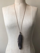 Load image into Gallery viewer, Electroformed Feather and Rainbow Moonstone Necklace #1 - Moksha Collection