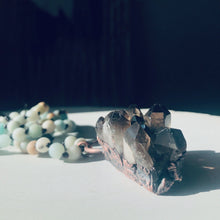 Load image into Gallery viewer, Amazonite and Raw Smoky Quartz Cluster Mala - Ready to Ship