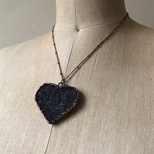 Load image into Gallery viewer, Dark Amethyst Druzy Heart Necklace - Ready to Ship