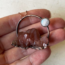 Load image into Gallery viewer, Pink Amethyst Cluster with Rainbow Moonstone Necklace #3