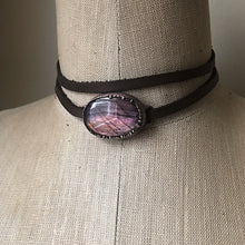 Load image into Gallery viewer, Labradorite and Leather Wrap Bracelet/Choker #2 - Spring Equinox Collection