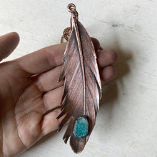 Load image into Gallery viewer, Electroformed Feather with Raw Amazonite Necklace - Ready to Ship