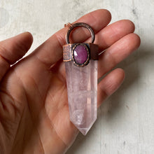 Load image into Gallery viewer, Rose Quartz Point with Pink Sapphire Necklace - Ready to Ship