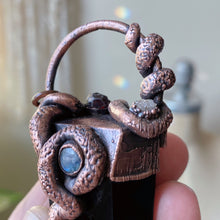 Load image into Gallery viewer, Smoky Quartz, Rainbow Moonstone, Clear Quartz Druzy, Garnet & Sculpted Snake Lilith Necklace - Ready to Ship