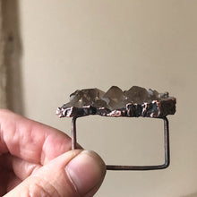 Load image into Gallery viewer, Raw Smoky Quartz Cluster Two Finger Ring - (Super Blood Wolf Moon)