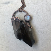 Load image into Gallery viewer, Smoky Quartz Cluster & Rainbow Moonstone Necklace #2 - Ready to Ship