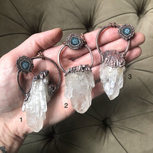 Load image into Gallery viewer, Candle Quartz Cluster with Stalactite Moon Necklace - Snow Moon Collection