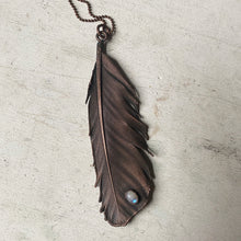 Load image into Gallery viewer, Electroformed Feather and Rainbow Moonstone Necklace - Ready to Ship