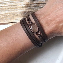 Load image into Gallery viewer, Golden Rutilated Quartz & Leather Wrap Bracelet/Choker #2 (Icarus Soaring Collection)