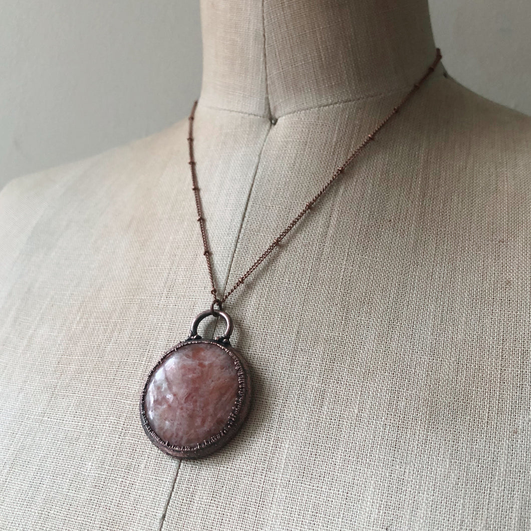Round Sunstone Necklace - Ready to Ship