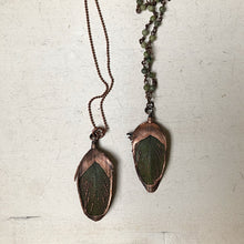 Load image into Gallery viewer, Electroformed Green Macaw Feather Necklace - Ready to Ship
