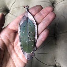 Load image into Gallery viewer, Electroformed Green Macaw Feather Necklace #3- Ready to Ship