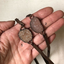 Load image into Gallery viewer, Champagne Druzy and Leather Wrap Bracelet/Choker (Satya Collection)