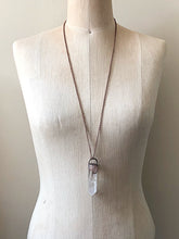 Load image into Gallery viewer, Polished Clear Quartz Point & Oval Golden Rutilated Quartz Necklace (Icarus Soaring)