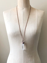 Load image into Gallery viewer, Polished Clear Quartz Point & Golden Rutilated Quartz Topped Necklace #1 (Icarus Soaring)
