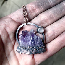 Load image into Gallery viewer, Amethyst Cluster with Grey Moonstone Necklace #1 - Ready to Ship