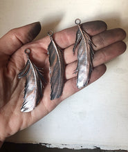 Load image into Gallery viewer, Electroformed Dark Gray Feather Necklace (Ready to Ship) - Darkness Calling Collection