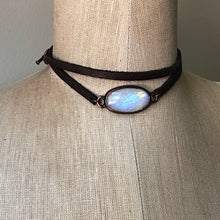 Load image into Gallery viewer, Rainbow Moonstone & Leather Wrap Bracelet/Choker - Ready to Ship