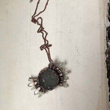 Load image into Gallery viewer, Gray Druzy New Moon Necklace #2 - Ready to Ship