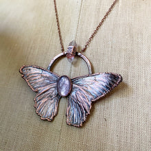 Load image into Gallery viewer, Electroformed Butterfly With Lepidolite & Clear Quartz Necklace - Ready to Ship
