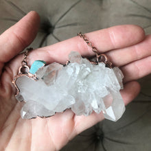 Load image into Gallery viewer, Clear Quartz and Raw Amazonite Statement Necklace - Ready to Ship