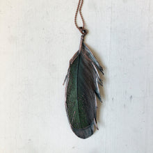 Load image into Gallery viewer, Electroformed Green Macaw Feather Necklace #3- Ready to Ship