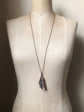 Load image into Gallery viewer, Electroformed Dark Gray Feather Necklace - Ready to Ship