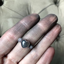 Load image into Gallery viewer, Grey Moonstone & Clear Quartz Druzy Ring - #2 (Size 7.75) - Ready to Ship
