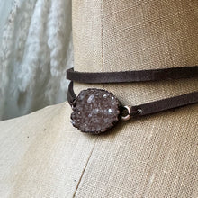 Load image into Gallery viewer, Ametrine Druzy and Leather Wrap Bracelet/Choker #1 - Ready to Ship