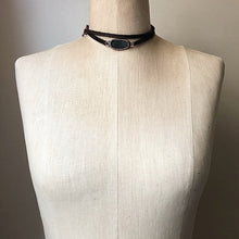Load image into Gallery viewer, Charcoal Druzy and Leather Wrap Bracelet/Choker #1 (Ready to Ship) - Darkness Calling Collection