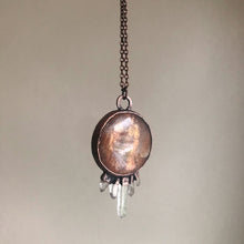 Load image into Gallery viewer, Round Sunstone & Clear Quartz Necklace #1- Ready to Ship